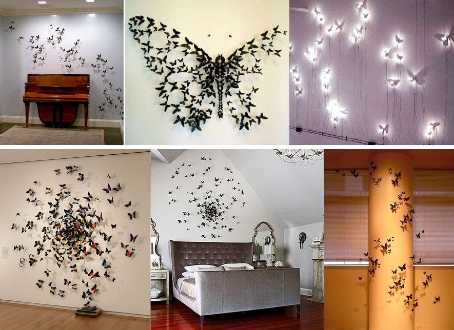 Декор стен в квартире бабочками